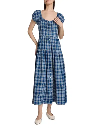 DÔEN Women's Valenne Plaid Button-Front Midi-Dress - Dorset Plaid - Size XS | Thumbnail 3