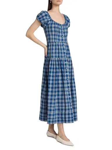 DÔEN Women's Valenne Plaid Button-Front Midi-Dress - Dorset Plaid - Size XS | Thumbnail 4