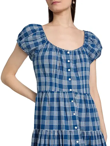 DÔEN Women's Valenne Plaid Button-Front Midi-Dress - Dorset Plaid - Size XS | Thumbnail 6