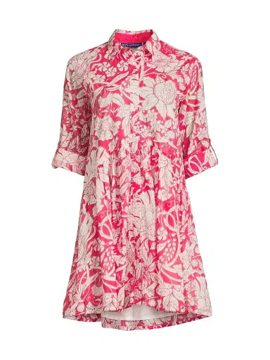Ro's Garden Women's Deauville Floral Cotton Mini-Shirtdress - Alaika Magenta | Thumbnail 1