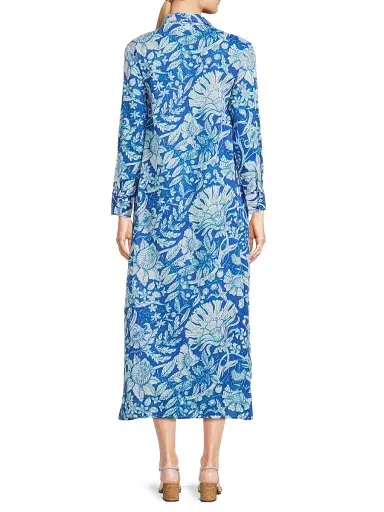 Ro's Garden Women's Farrah Printed Long Tunic-Style Dress - Laika Blue | Thumbnail 5 Ro's Garden Women's Farrah Printed Long Tunic-Style Dress - Laika Blue | Thumbnail 5
