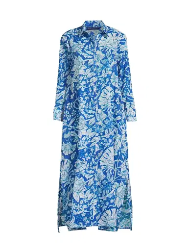 Ro's Garden Women's Farrah Printed Long Tunic-Style Dress - Laika Blue | Thumbnail 1 Ro's Garden Women's Farrah Printed Long Tunic-Style Dress - Laika Blue | Thumbnail 1