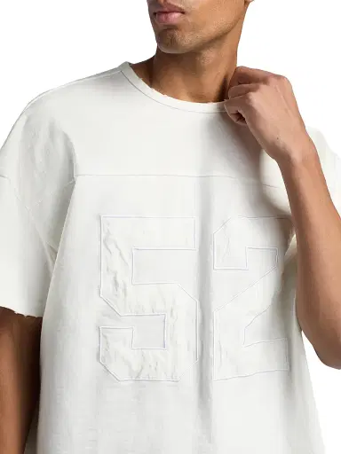 EZR Men's Appliqué Cotton Boxy T-Shirt - White Destroyed | Thumbnail 6 EZR Men's Appliqué Cotton Boxy T-Shirt - White Destroyed | Thumbnail 6