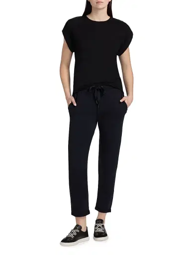 MAJESTIC FILATURES Women's French Terry Crewneck T-Shirt - Noir - Size XS | Thumbnail 2