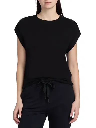 MAJESTIC FILATURES Women's French Terry Crewneck T-Shirt - Noir - Size XS | Thumbnail 3