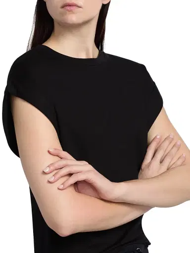 MAJESTIC FILATURES Women's French Terry Crewneck T-Shirt - Noir - Size XS | Thumbnail 6