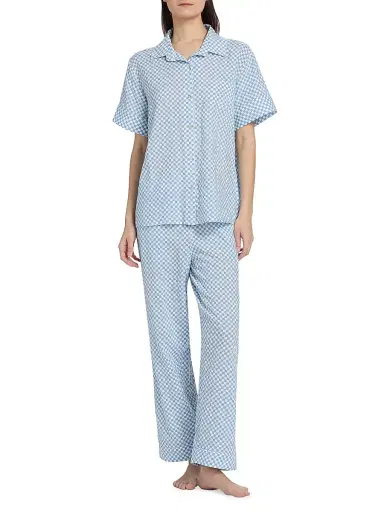 Papinelle Women's Anais Checked Cotton-Blend Pajamas | Thumbnail 3 Papinelle Women's Anais Checked Cotton-Blend Pajamas | Thumbnail 3