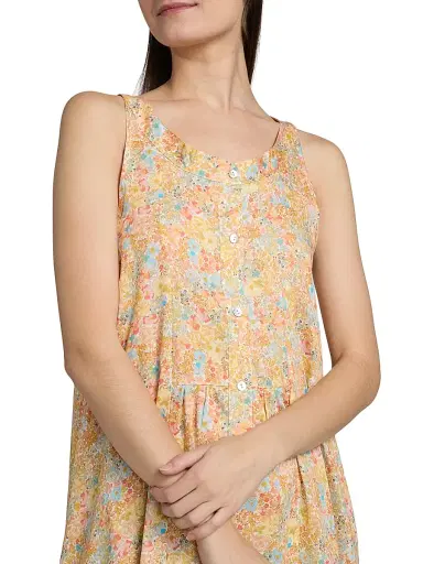 Papinelle Women's Carly Floral Cotton Nightie - Honey Yellow - Size XS | Thumbnail 5