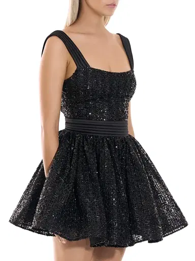 Zhivago Women's The Bertolini Sequined Corset Minidress - Black - Size 12 | Thumbnail 3