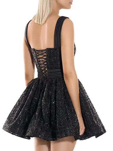 Zhivago Women's The Bertolini Sequined Corset Minidress - Black - Size 12 | Thumbnail 4
