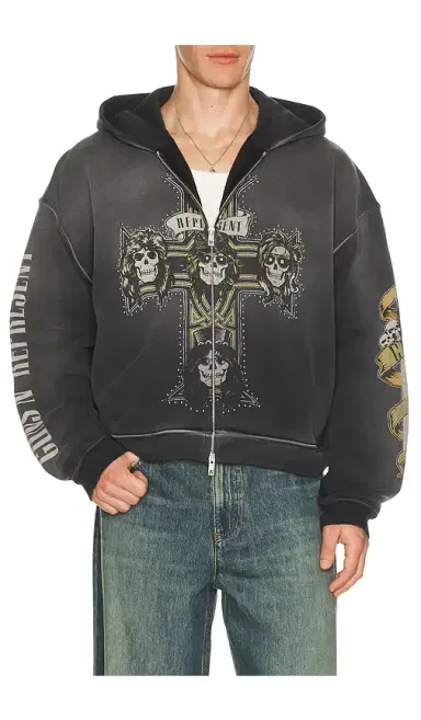 Represent x Guns N' Roses Cross Zip Through Hoodie | Thumbnail 2