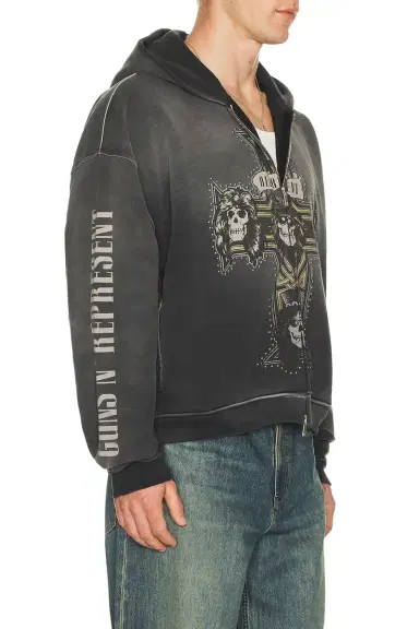Represent x Guns N' Roses Cross Zip Through Hoodie | Thumbnail 5