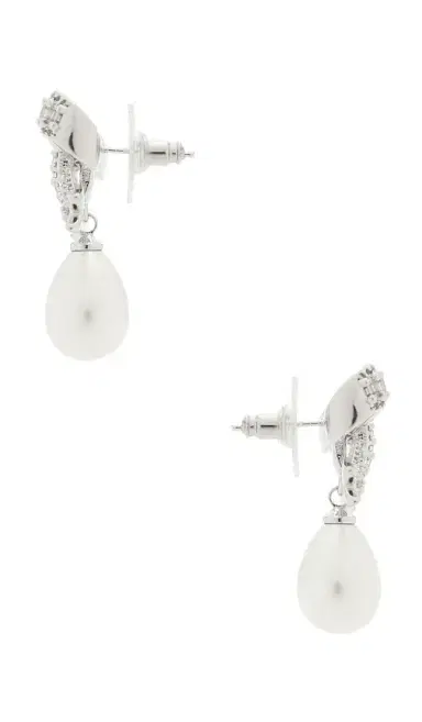 Self-Portrait Crystal Bow Pearl Droplet Earrings | Thumbnail 2 Self-Portrait Crystal Bow Pearl Droplet Earrings | Thumbnail 2