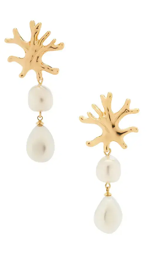 Gold Coral Pearl Earrings