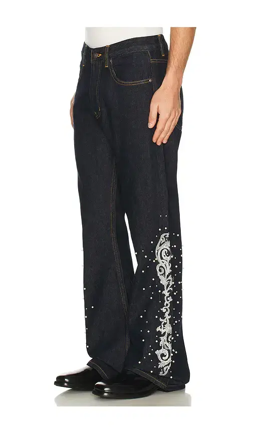 Embroidered Pearl Flared Trousers