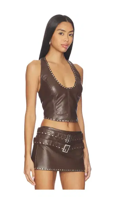 LAMARQUE x REVOLVE Liddy Faux Leather Studded Halter Top | Thumbnail 2