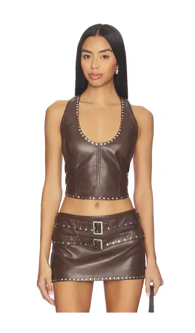 LAMARQUE x REVOLVE Liddy Faux Leather Studded Halter Top | Thumbnail 1