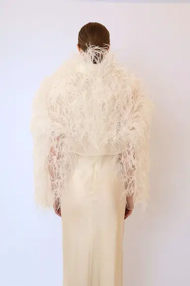 Lapointe Marbled Feathers Cropped Jacket | Thumbnail 2 Lapointe Marbled Feathers Cropped Jacket | Thumbnail 2