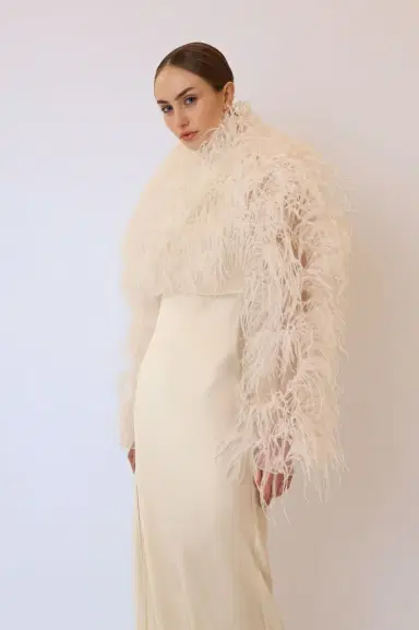 Lapointe Marbled Feathers Cropped Jacket | Thumbnail 3 Lapointe Marbled Feathers Cropped Jacket | Thumbnail 3
