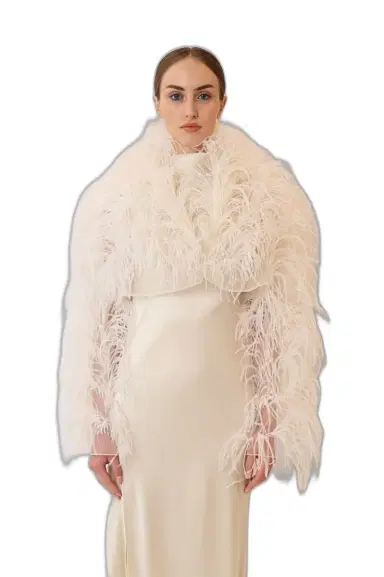 Lapointe Marbled Feathers Cropped Jacket | Thumbnail 1 Lapointe Marbled Feathers Cropped Jacket | Thumbnail 1