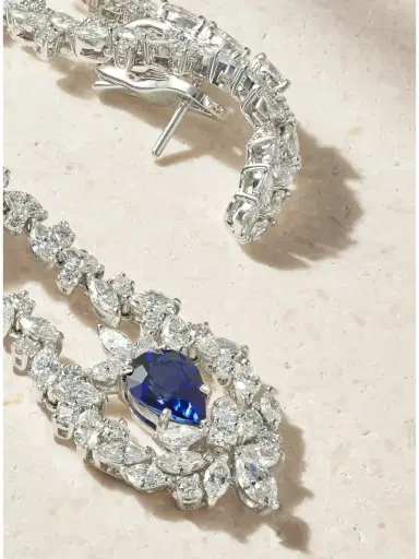 YEPREM 18-karat White Gold, Sapphire And Diamond Earrings | Thumbnail 3 YEPREM 18-karat White Gold, Sapphire And Diamond Earrings | Thumbnail 3