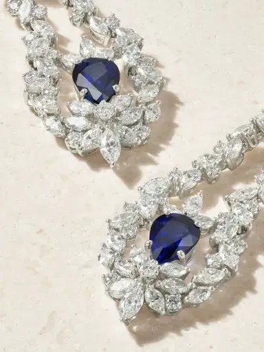 YEPREM 18-karat White Gold, Sapphire And Diamond Earrings | Thumbnail 4 YEPREM 18-karat White Gold, Sapphire And Diamond Earrings | Thumbnail 4
