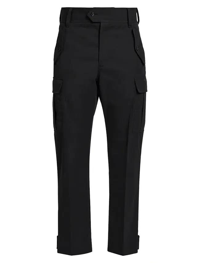 McQueen Men's Straight-Leg Cargo Trousers - Black