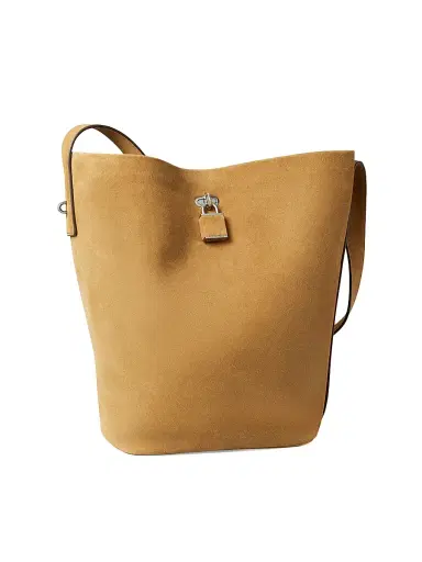 Tory Burch Women's Lock Suede Bucket Bag | Thumbnail 3 Tory Burch Women's Lock Suede Bucket Bag | Thumbnail 3