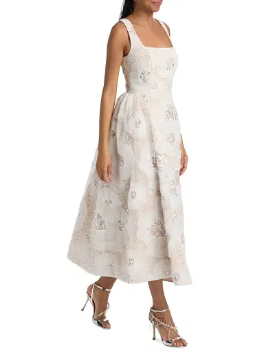 Milly Women's Arianna Tulle Flower Beaded Dress - White | Thumbnail 2