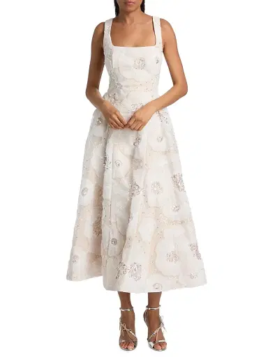 Milly Women's Arianna Tulle Flower Beaded Dress - White | Thumbnail 3