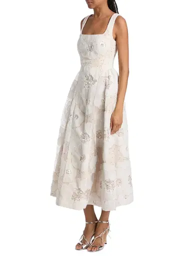 Milly Women's Arianna Tulle Flower Beaded Dress - White | Thumbnail 4