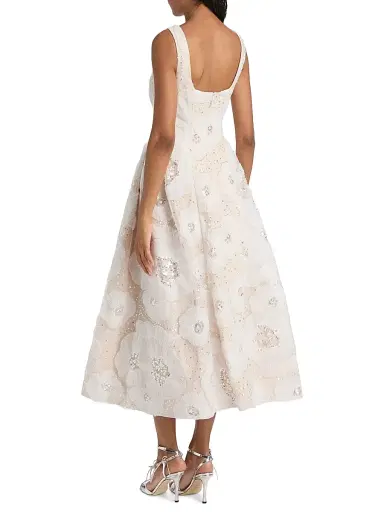 Milly Women's Arianna Tulle Flower Beaded Dress - White | Thumbnail 5
