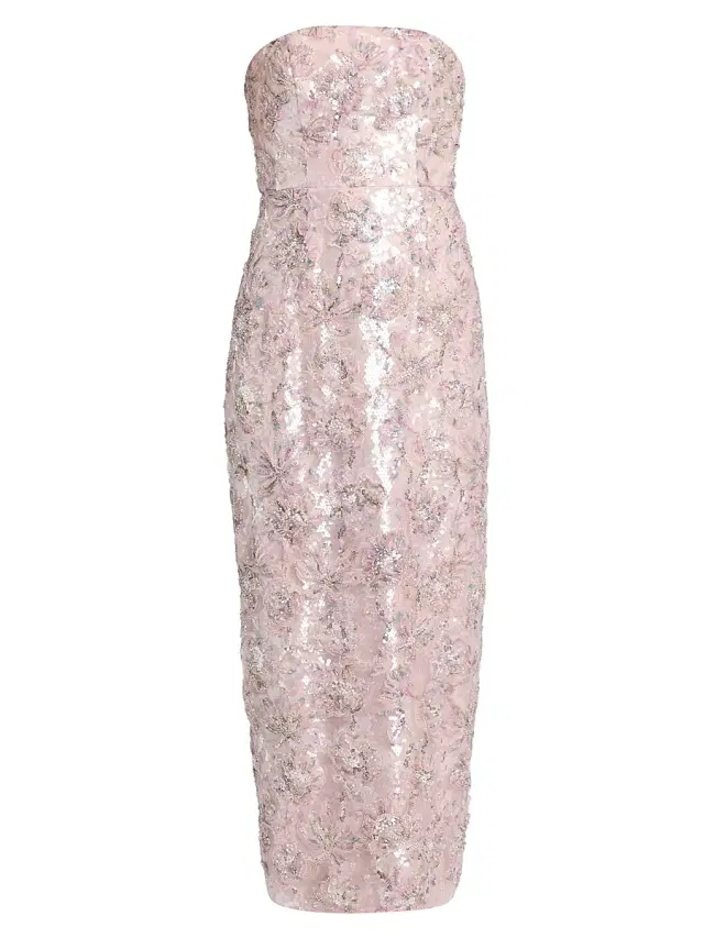 Milly Women's Jasmine Sequined Strapless Gown - Blush