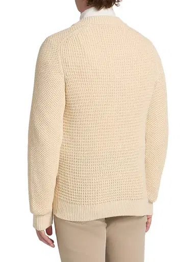 Saks Fifth Avenue Men's COLLECTION Honeycomb Bomber Sweater - Brown - Size XXL | Thumbnail 5