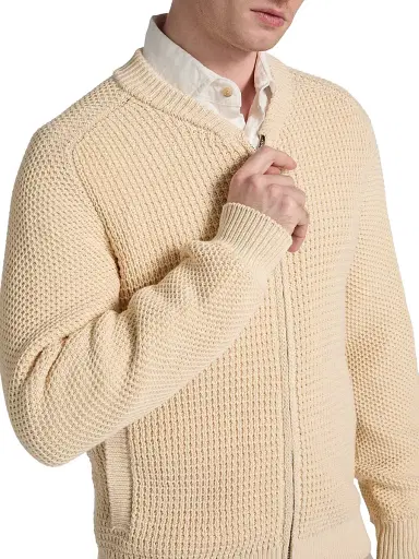 Saks Fifth Avenue Men's COLLECTION Honeycomb Bomber Sweater - Brown - Size XXL | Thumbnail 6