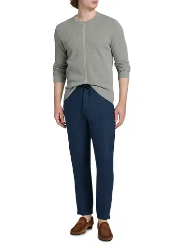 Saks Fifth Avenue Men's COLLECTION Structure Crewneck Long-Sleeve Shirt - Grey - Size XXL | Thumbnail 2