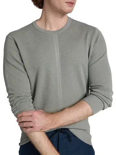 Saks Fifth Avenue Men's COLLECTION Structure Crewneck Long-Sleeve Shirt - Grey - Size XXL | Thumbnail 6