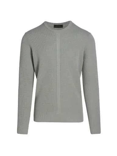 Saks Fifth Avenue Men's COLLECTION Structure Crewneck Long-Sleeve Shirt - Grey - Size XXL | Thumbnail 1