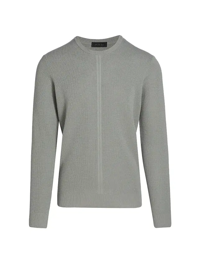 Saks Fifth Avenue Men's COLLECTION Structure Crewneck Long-Sleeve Shirt - Grey