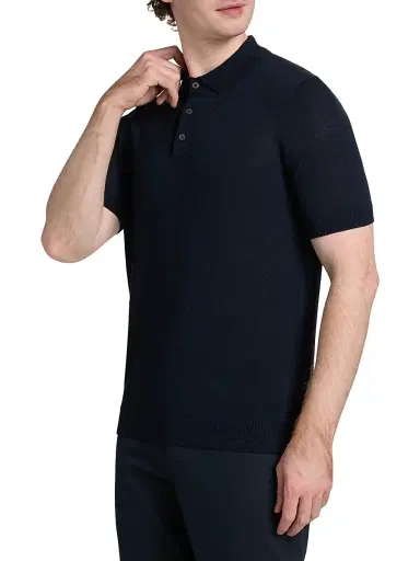 Saks Fifth Avenue Men's COLLECTION Wool-Blend Jersey Polo Shirt - Navy - Size XXL | Thumbnail 4 Saks Fifth Avenue Men's COLLECTION Wool-Blend Jersey Polo Shirt - Navy - Size XXL | Thumbnail 4