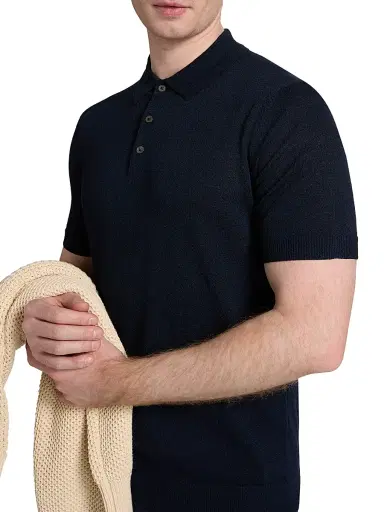 Saks Fifth Avenue Men's COLLECTION Wool-Blend Jersey Polo Shirt - Navy - Size XXL | Thumbnail 6 Saks Fifth Avenue Men's COLLECTION Wool-Blend Jersey Polo Shirt - Navy - Size XXL | Thumbnail 6