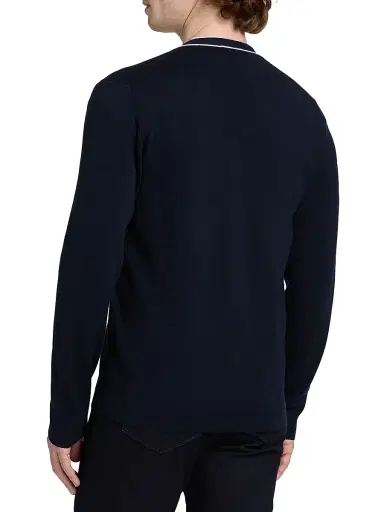 Saks Fifth Avenue Men's COLLECTION Tipped Wool Long-Sleeve Cardigan - Navy - Size XXL | Thumbnail 5