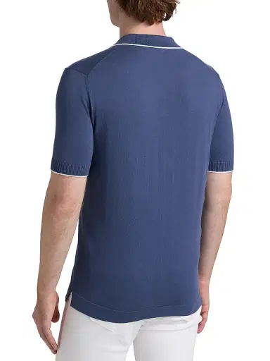 Saks Fifth Avenue Men's COLLECTION Tipped Johnny Collar Cotton Shirt - Blue Dark - Size XXL | Thumbnail 5