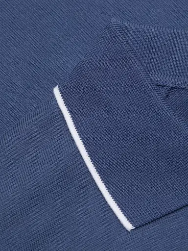 Saks Fifth Avenue Men's COLLECTION Tipped Johnny Collar Cotton Shirt - Blue Dark - Size XXL | Thumbnail 7