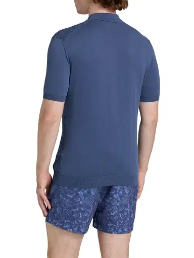 Saks Fifth Avenue Men's COLLECTION Basketweave Knit Cotton Polo Shirt - Blue - Size XXL | Thumbnail 5 Saks Fifth Avenue Men's COLLECTION Basketweave Knit Cotton Polo Shirt - Blue - Size XXL | Thumbnail 5