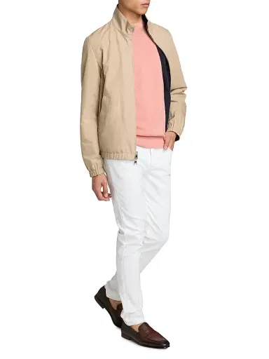 Saks Fifth Avenue Men's Garment-Dyed Crewneck Sweater - Pink - Size XXL | Thumbnail 2