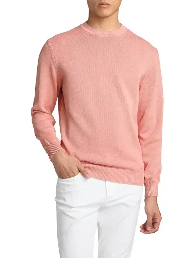 Saks Fifth Avenue Men's Garment-Dyed Crewneck Sweater - Pink - Size XXL | Thumbnail 3