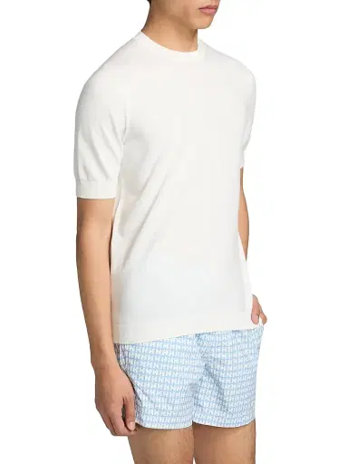 Saks Fifth Avenue Men's Garment-Dyed Crewneck Short-Sleeve Sweater - White - Size XL | Thumbnail 4 Saks Fifth Avenue Men's Garment-Dyed Crewneck Short-Sleeve Sweater - White - Size XL | Thumbnail 4