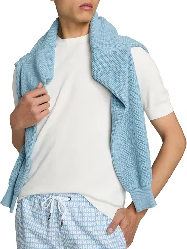 Saks Fifth Avenue Men's Garment-Dyed Crewneck Short-Sleeve Sweater - White - Size XL | Thumbnail 6 Saks Fifth Avenue Men's Garment-Dyed Crewneck Short-Sleeve Sweater - White - Size XL | Thumbnail 6