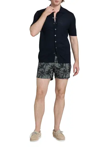 Saks Fifth Avenue Men's COLLECTION Knit Button-Front Shirt - Navy - Size XXL | Thumbnail 2